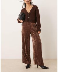 ASOS - Crinkle Velvet Pull On Trousers - Lyst