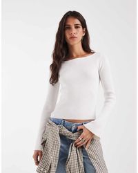 Hollister - Knitted Slash Neck Jumper With Bell Sleeves - Lyst