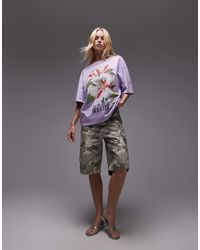 TOPSHOP - Graphic Hibiscus Print Oversized Tee - Lyst