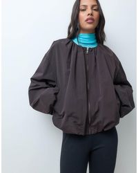 ASOS - Cropped Bubble Hem Nylon Bomber Jacket - Lyst