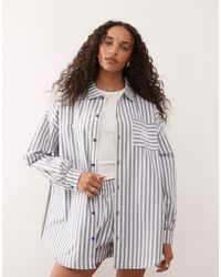 KTZ - Chemise oversize à rayures et manches longues avec logo ny yankees - bleu/blanc - Lyst