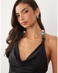 ASOS - Slinky Crossover Cowl Neck Top With Bead Detail - Lyst