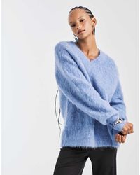 ASOS - Brushed Oversized Premium Alpaca V Neck Jumper - Lyst