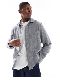 ASOS - Herringbone Overshirt With Patch Pocket - Lyst
