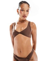 Miss Selfridge - Twist Front Crop Bikini Top - Lyst