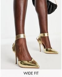 Cuñas doradas con tiras elásticas y cuña ASOS de color Metálico | Lyst