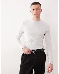 ASOS - T-shirt ajusté à manches longues et larges côtes - Lyst