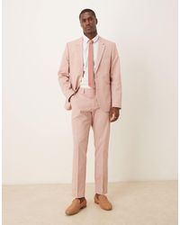 ASOS - Linen Look Slim Suit Trousers With Front Pleat - Lyst