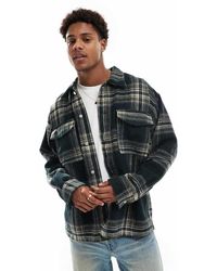Jack & Jones - Sobrecamisa Negra A Cuadros De Tejido Grueso De -Negro - Lyst