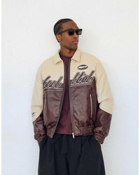 Bershka - Colour Block Leather Effect Jacket - Lyst