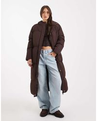 Threadbare - Lange Gewatteerde Jas Met Capuchon - Lyst