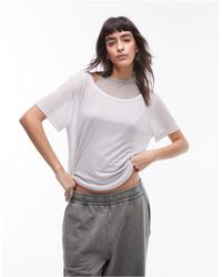 TOPSHOP - T-shirt ampia doppia modello basic premium trasparente grigio - Lyst