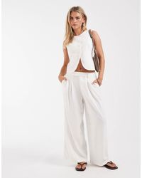 Only Petite - Pantalon d'ensemble ample et ajusté en lin mélangé - Lyst