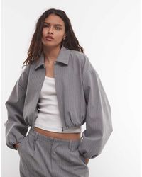 CERNUCCI - Pinstripe Collared Bomber Jacket Co-Ord - Lyst