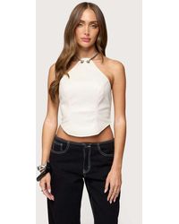 Edikted - Kizzie Faux Leather Halter Top - Lyst