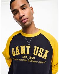 GANT - Usa - felpa oversize /gialla con maniche raglan stile baseball e logo - Lyst