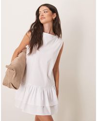 ASOS - Dropped Waist Poplin Mix Dress - Lyst