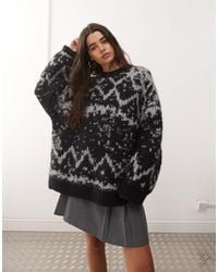 Weekday - Premium Wool Blend Oversized Fairisle Jumper - Lyst