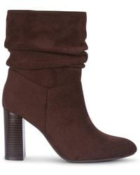 SEQWL Wide Fit - Slouch Ankle Booties Zipped Block High Heel With Almond Toe - Lyst