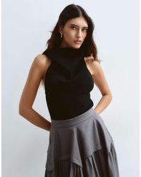 ARRANGE - Cowl Neck Knitted Rib Bodysuit - Lyst