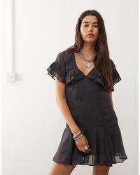 Reclaimed (vintage) - Mini Tea Dress With Cape Collar - Lyst