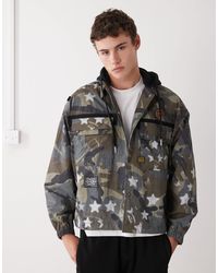 Aape By A Bathing Ape - – kastiges, langärmliges hemd mit braunem military-muster - Lyst