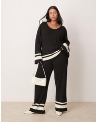 Pretty Lavish Curve - Pantalon d'ensemble effet contrastant en maille - Lyst