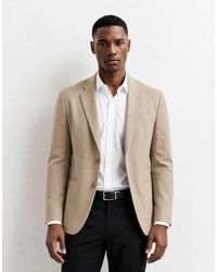ASOS - Chaqueta De Traje Entallada De Tejido Microtexturizado De -Neutro - Lyst