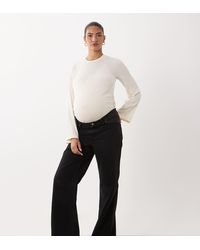 ASOS - Asos Design Maternity Straight Wide Leg Jeans - Lyst