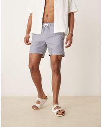 Mango - Gestreepte Zwemshort Van Seersucker - Lyst