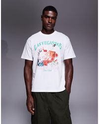 ADPT - T-Shirt Oversize Bianca Con Stampa "Las Vegas" Sul Retro - Lyst