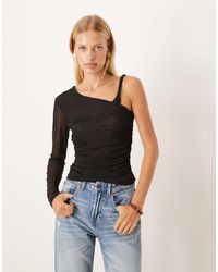 ASOS - Top en tulle asymétrique avec bretelle torsadée - Lyst
