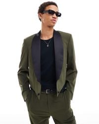 ASOS - Cropped Suit Jacket With Contrast Satin Lapel - Lyst