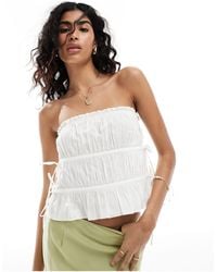 ASOS - Ruched Bandeau With Ties - Lyst