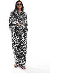 ASOS - Broek Met Linnenlook En Elastische Taille - Lyst