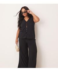 Vila Curve - Lightweight Knitted Wide Leg Trouser Co-Ord - Lyst
