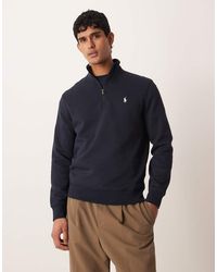 Polo Ralph Lauren - Icon Logo Double Knit Jersey Quarter Zip Sweatshirt - Lyst