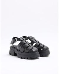 River Island - Faux Leather Chunky Fisherman Sandals - Lyst