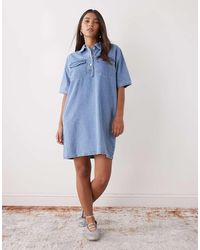 Noisy May - Oversized Boxy Denim Dress With Pockets - Lyst