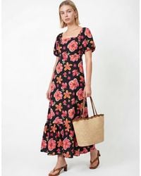 Lovedrobe - Floral Print Square Neck Short Sleeve Maxi Dress - Lyst