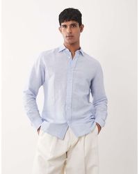 Mango - Linen Mix Long Sleeve Striped Shirt - Lyst