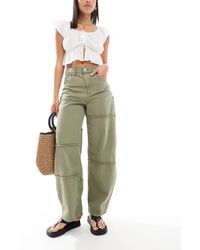 ASOS - Barrel Jeans Met Hoge Taille En Onafgewerkte Randen - Lyst