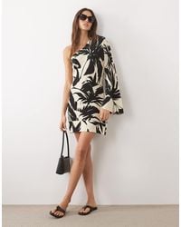 Mango - One Shoulder Mini Dress - Lyst