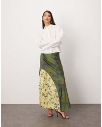 ARRANGE - Satin Pleat Mix Midi Skirt - Lyst