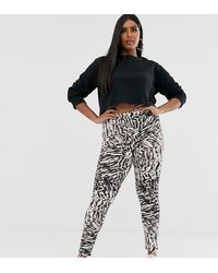 ASOS Leggings con estampado de tigre en gris - Negro
