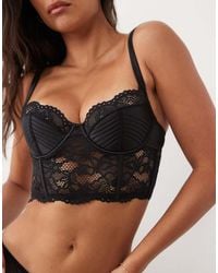 ASOS - Serena Satin And Lace Padded Longline Underwire Corset - Lyst