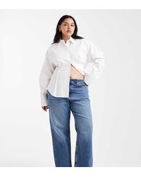 ASOS - Vaqueros Azul Medio Auténtico Cómodos Y Elásticos De Pernera Recta De Asos Design Curve - Lyst