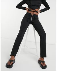 Weekday Spring Fitted Trouser With Zip Front - Black