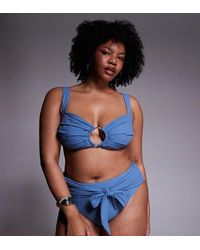 ASOS - Asos Design Curve Penelope Pleat Crop Bikini Top With Hoop Detail - Lyst