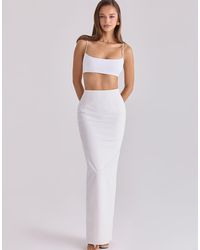 House Of Cb - Lyra Cotton V Back Draped Maxi Skirt - Lyst